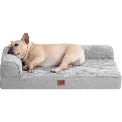 EHEYCIGA Orthopedic Dog Bed Medium Size Dogs, Memory Foam Dog Bed with Washable Removable Cover, Waterproof Pet Sofa Couch for Crate with Nonskid Bottom, 30x20x6, Grey