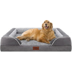 Comfort Expression Waterproof Orthopedic Dog Bed for Extra Large Dogs | Supportive Egg Crate Foam XL Pet Bed with Removable Bolster, Dog Couch with Washable Cover & Non-Slip Bottom, 42x30 Inch