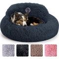 PetJett Calming Dog Bed Medium Size Dog - 30'' Donut Bed, Washable Dog Bed, Anti-Slip & Super Soft Fluffy Plush Round Dog Bed, Anti-Anxiety Premium Comfort Pet Bed, Fits Dogs Upto 45 lbs - Dark Grey