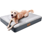 Sunheir Orthopedic Dog Bed for Large Dogs - Big Waterproof Dog Crate Bed with Removable Washable Cover, Egg Crate Foam Support, Anti-Slip Bottom, Deluxe Plush Pet Bed Mat (Grey)