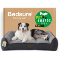 Bedsure SupportMax(TM) XL Orthopedic Dog Beds Large Sized Dog - Extra Thick Supportive Dogs Couch with Waterproof Washable Cover, Extra Large Comfort Pet Sofa with Soft Sherpa & Nonskid Bottom, Grey, 42"