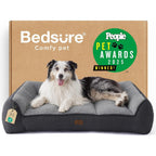 Bedsure SupportMax(TM) XL Orthopedic Dog Beds Large Sized Dog - Extra Thick Supportive Dogs Couch with Waterproof Washable Cover, Extra Large Comfort Pet Sofa with Soft Sherpa & Nonskid Bottom, Grey, 42"