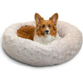 Best Friends by Sheri The Original Calming Donut Dog Bed for Medium Dogs up to 45 lbs, Lux Faux Fur, Oyster, Medium, 30" x 30"