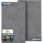 Muddy Mat 2-Piece Highly Absorbent Microfiber Door Mat And Pet Rug For Indoor And Outdoor Use, Soft Chenille, Grey, Medium 30X19 Inches