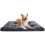 KSIIA Dog Crate Bed Washable Deluxe Thick Flannel Pet Sleeping Mat Anti Slip And Anti Scratch Fluffy Kennel Pad For Large Dogs Gray 35 Inches By 23...