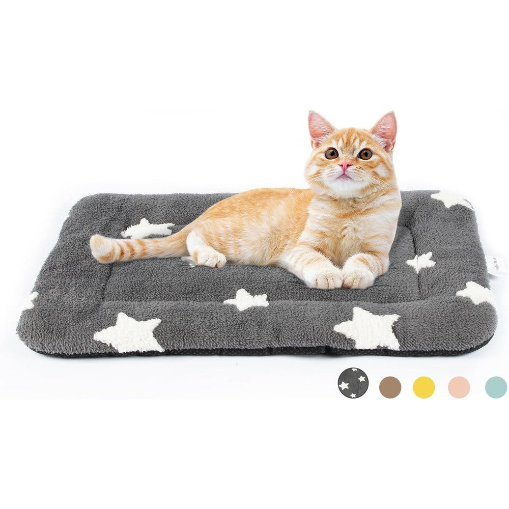 Mora Pets Cat Bed For Indoor Cats Washable Dog Crate Pad Cute Star Cushion Mat For Small Dogs Grey 22 x 13 Inches