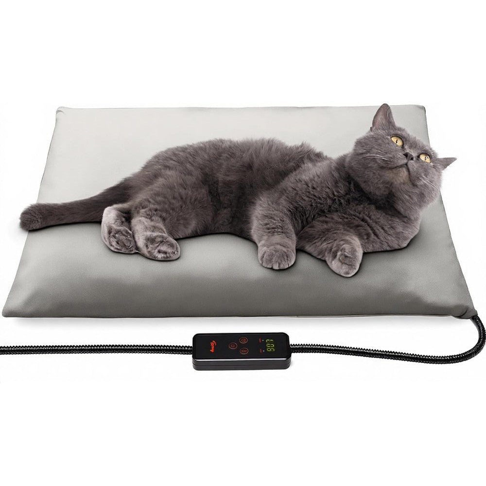 Toozey Small Pet Heating Pad With 6 Adjustable Temperature Levels And Smart Timer Waterproof Indoor Electric Heated Mat For Dogs And Cats 18x16 Inches