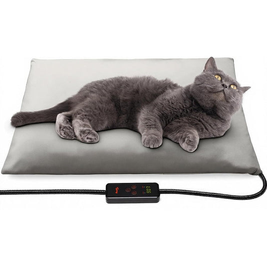 Toozey Small Pet Heating Pad With 6 Adjustable Temperature Levels And Smart Timer Waterproof Indoor Electric Heated Mat For Dogs And Cats 18x16 Inches