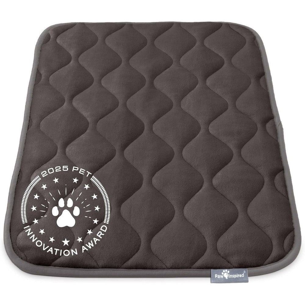 Paw Inspired Washable Padded Crate Mats For Dogs Velvet Plush Waterproof Kennel Bed Liner Gray Twenty Nine Inches By Eighteen Inches