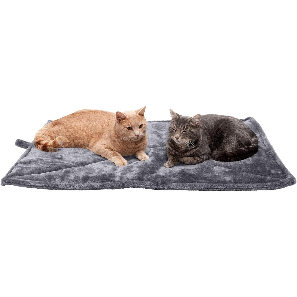 Furhaven ThermaNAP Self-Warming Cat Bed for Indoor Cats & Large/Medium Dogs, Washable & Reflects Body Heat - Quilted Faux Fur Reflective Bed Mat - Gray, Large