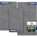 Muddy Mat Pack Of 3 Highly Absorbent Microfiber Dog Door Mat And Pet Rug Non Slip Washable Soft Chenille Multipurpose Indoor Area Mats Grey Small M...