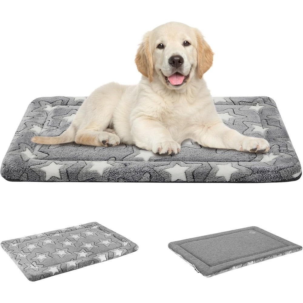 EMPSIGN Dog Crate Pad Reversible All Season Kennel Mat With Cozy Star Pattern High Density Foam Mattress For Small And Medium Dogs Grey