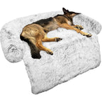 GGIB Calming Dog Bed Fluffy Plush Dog Mat For Furniture Protector With Removable Washable Cover Light Grey Large