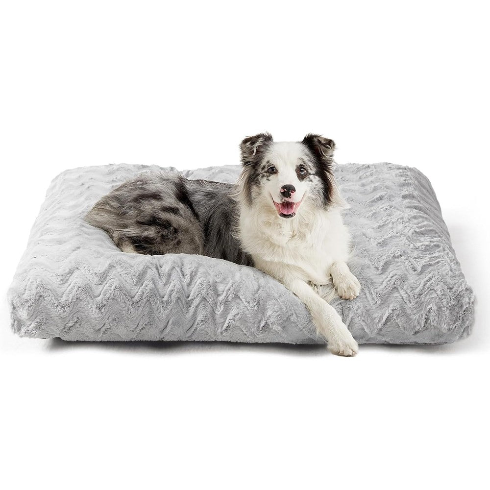 EHEYCIGA Reversible Dog Crate Bed Washable Plush Kennel Pad Sleeping Mat For Large Dogs Grey 35x23 Inches