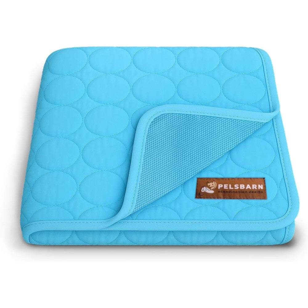 Pelsbarn Dog Cooling Mat Ice Silk Summer Comfort Self Cooling Non Slip Washable Pet Pad For Medium Dogs Blue 19 x 25 Inches