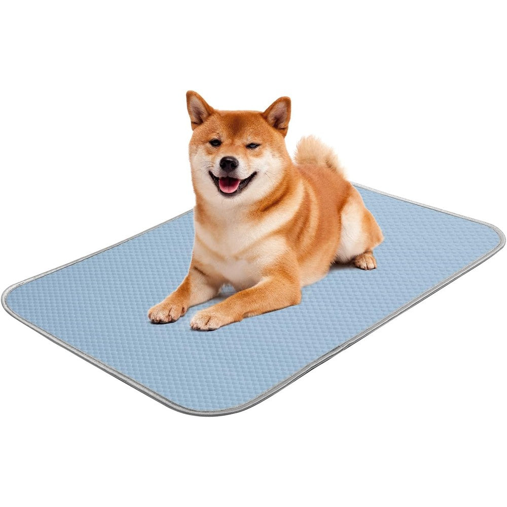 Buvlnee Summer Dog Cooling Mat Washable Ice Silk Self Cooling Pad For Small Medium Dogs And Cats Blue 24x18 Inches