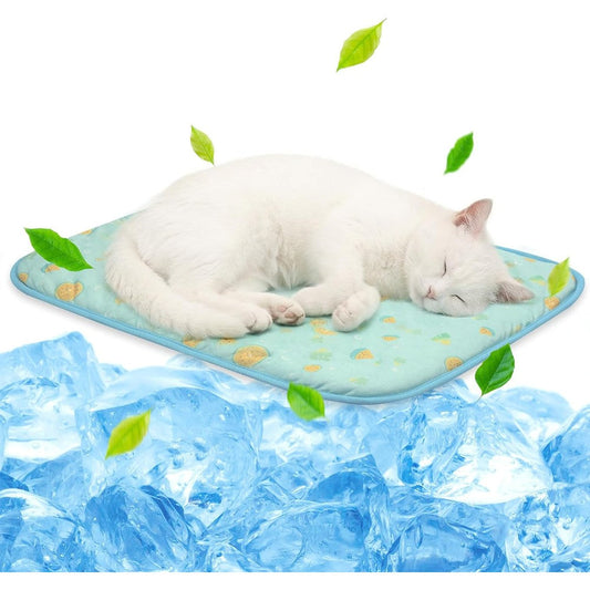 NWK Pet Cooling Mat Ice Silk Cooling Pad For Dogs And Cats Portable Washable Blanket Green Fruit Small 20 Inches X 16 Inches