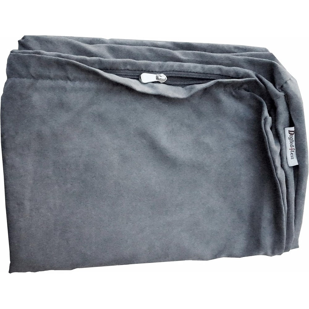 Dogbed4less Large Size Suede Fabric External Replacement Dog Bed Cover With Zipper Liner Gray Forty One By Twenty Seven By Four Inches