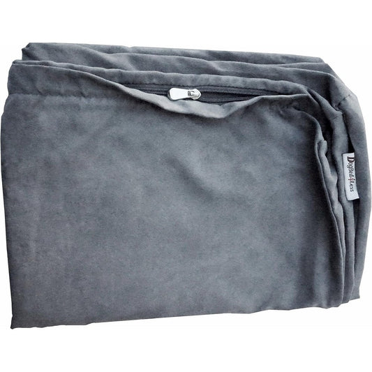 Dogbed4less Large Size Suede Fabric External Replacement Dog Bed Cover With Zipper Liner Gray Forty One By Twenty Seven By Four Inches