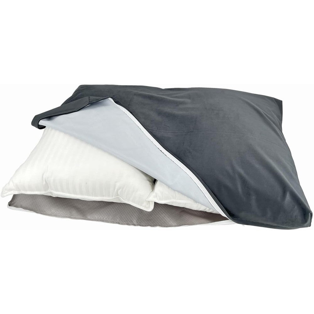 EechicSpace DIY Dog Bed Cover Waterproof Replacement Washable Pillow Case Only Luxurious Grey Velvet Pet Mattress Protector 36 x 24 x 3 Inch