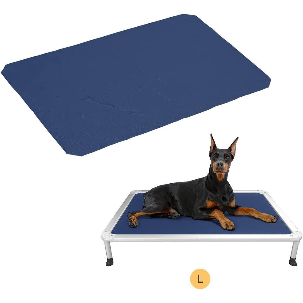 Veehoo Chew Proof Elevated Dog Bed Replacement Cover For CWC2002 And CWC2003 Models Breathable Teslin Mesh Fabric Size Large Blue