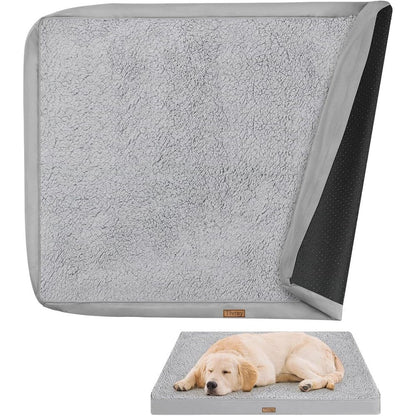 Tivray Plush Dog Bed Cover Replacement Waterproof Mattress Protector With Three Sided Zipper Grey Large Size Thirty Six By Twenty Seven Inches