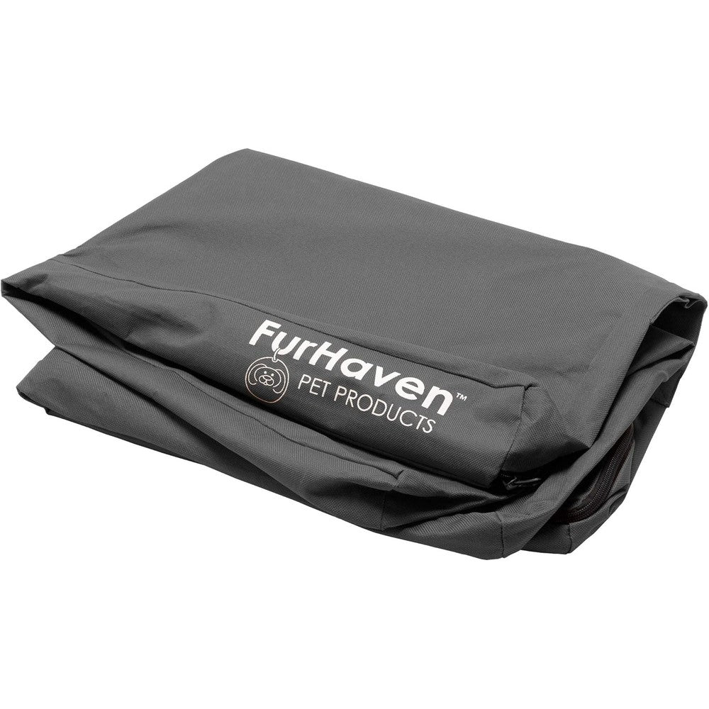 Furhaven Replacement Dog Bed Cover Water Resistant Indoor Outdoor Oxford Polycanvas Mattress Washable Stone Gray Jumbo X Large