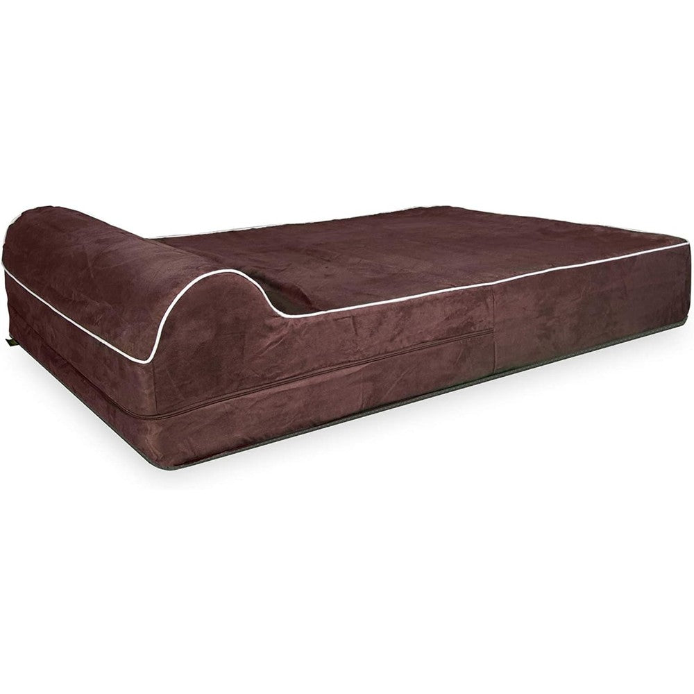 KOPEKS Orthopedic Dog Bed Replacement Cover For Memory Foam Pet Beds Heavy Duty Plush Suede Zippered Fabric Cover Brown Extra Large Jumbo Size