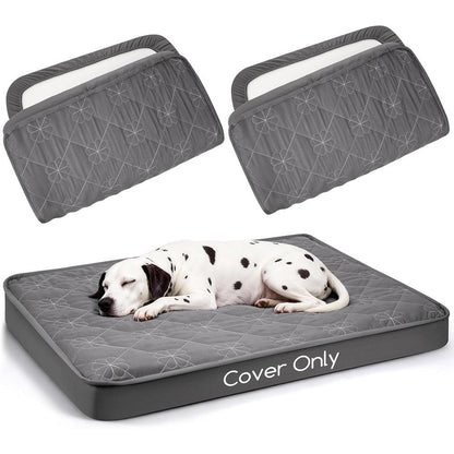 Greatbond Waterproof Dog Bed Cover Replacement Washable Two Pack Soft Noiseless Quilted Fitted Sheet Pet Bed Liner 36x27 Inch Grey Cover Only
