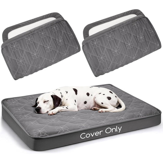Greatbond Waterproof Dog Bed Cover Replacement Washable Two Pack Soft Noiseless Quilted Fitted Sheet Pet Bed Liner 36x27 Inch Grey Cover Only