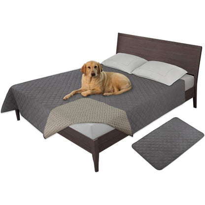 Easy-Going 100 Percent Waterproof Dog Bed Cover And Non Slip Pet Blanket For Furniture Washable Couch Protector Gray 68 By 82 Inches