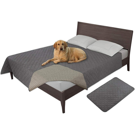 Easy-Going 100 Percent Waterproof Dog Bed Cover And Non Slip Pet Blanket For Furniture Washable Couch Protector Gray 68 By 82 Inches