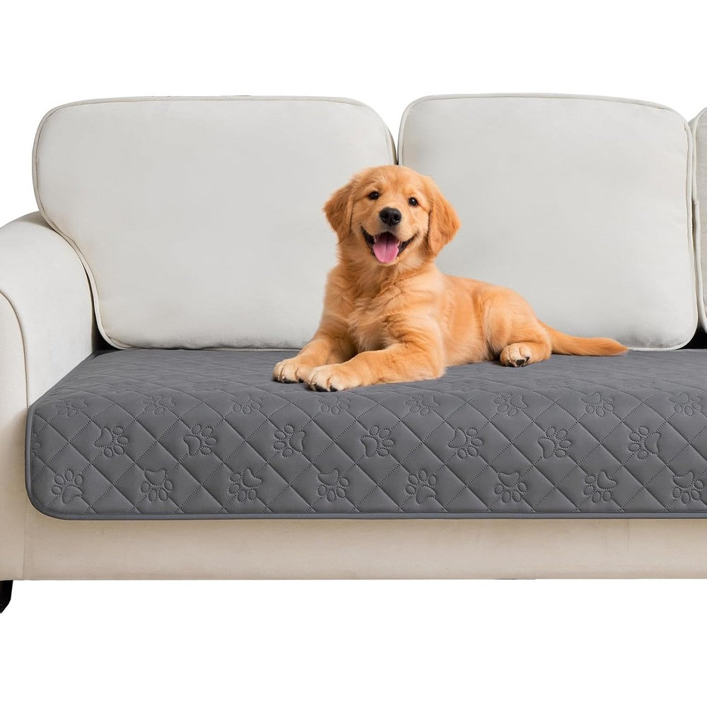 PAWFINITY Waterproof Couch Cover for Dogs Pee Proof Quilted Pet Blanket Scratch Resistant Washable Furniture Protector 30x70 Inches Grey
