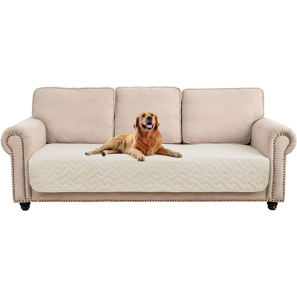 Fuguitex Waterproof Dog Bed Cover And Couch Cover Anti Slip Microfiber Pet Blanket For Sofa Chair Recliner Furniture Protector Beige Chevron