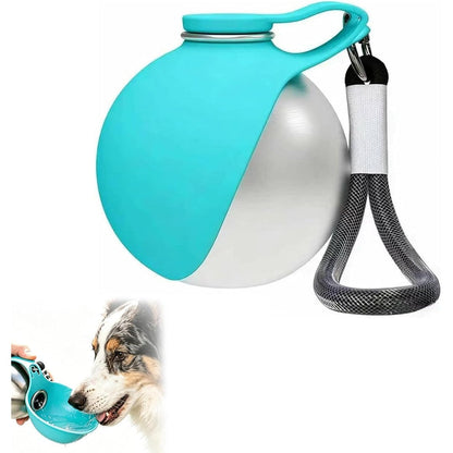 Cxyrna 2-in-1 Portable Dog Water Bottle with Foldable Silicone Bowl 10 Ounce Stainless Steel Leak-Proof Travel Drinker for Small and Medium Dogs