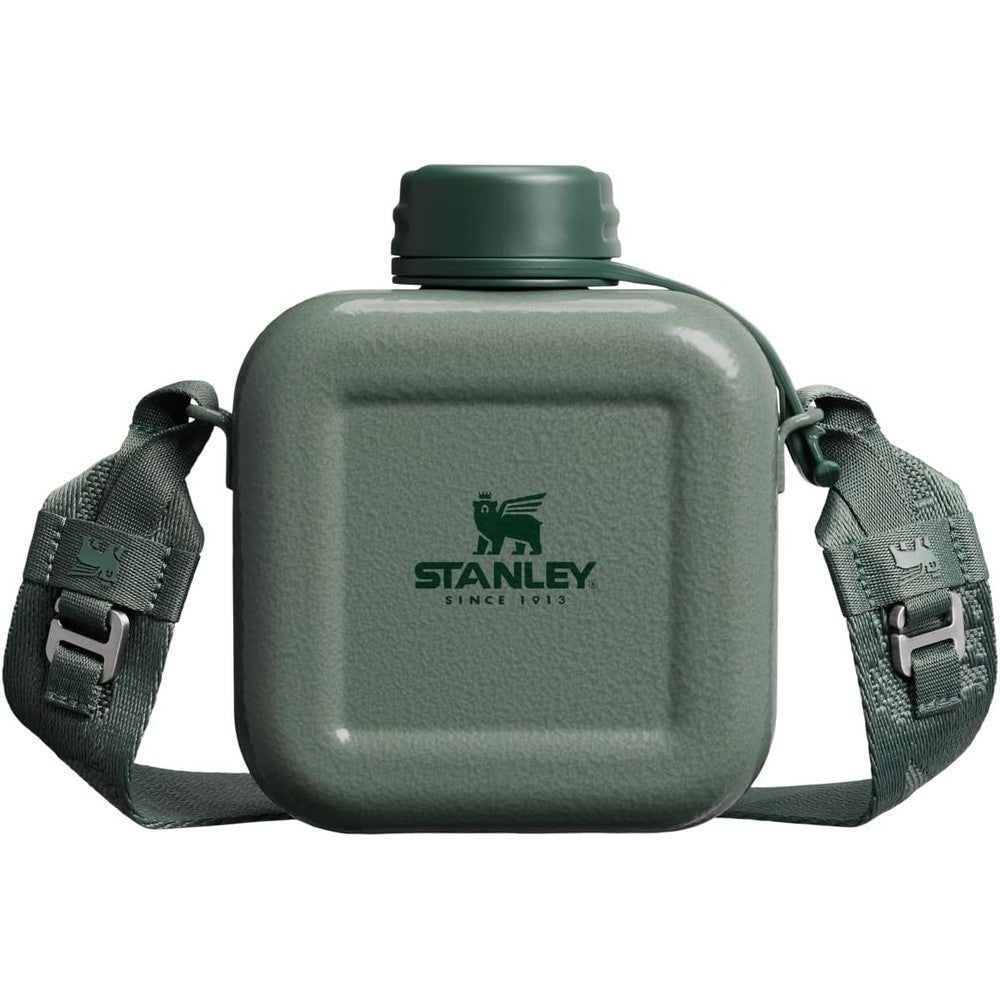 Stanley Next X Nature Canteen Lightweight Stainless Steel Water Bottle With Adjustable Strap Hammertone Green 25 Ounce