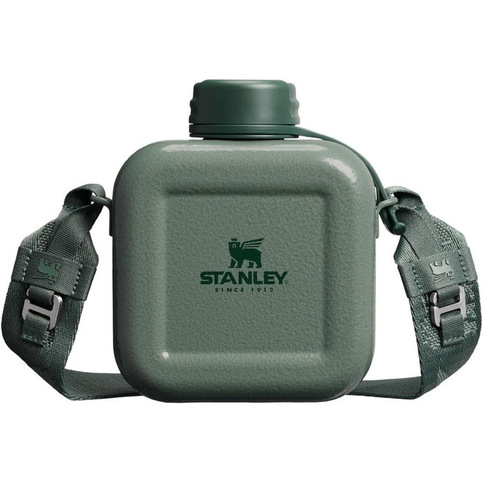 Stanley Next X Nature Canteen Lightweight Stainless Steel Water Bottle With Adjustable Strap Hammertone Green 25 Ounce