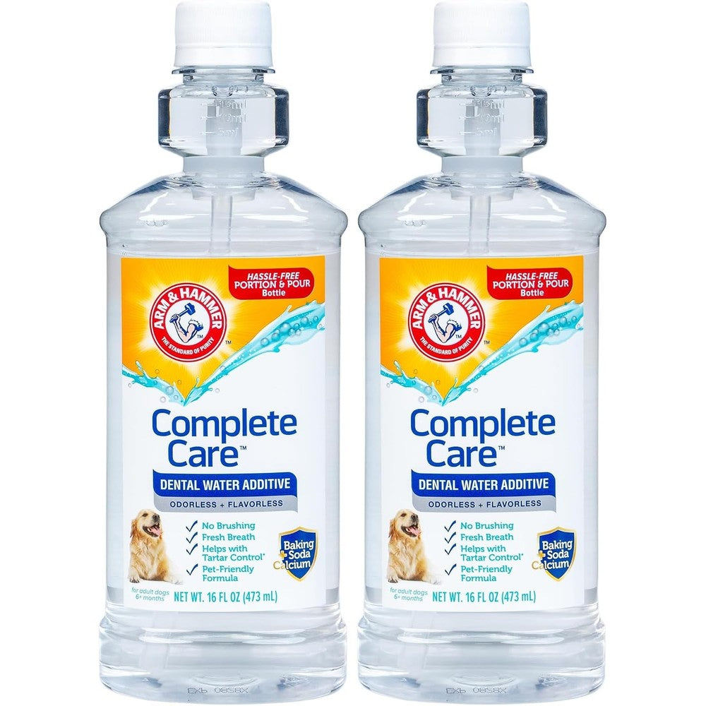 Arm & Hammer Complete Care Dental Water Additive For Dogs Easy Portion Bottle Flavorless Dog Breath Freshener And Dental Rinse 16 Fluid Ounces