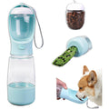 LERAO Portable Dog Water Bottle Three In One Travel Pet Drinker Food Container And Bag Dispenser Blue Thirteen Point Five Ounce