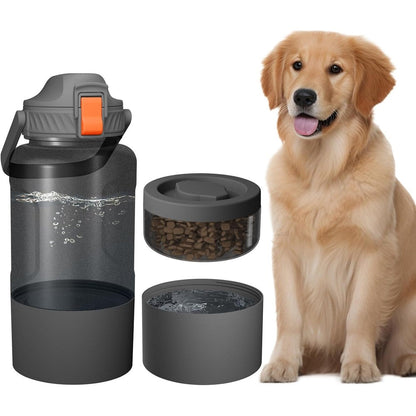 Cibaabo Fifty Three Ounce Large Dog Water Bottle With Water And Food Bowl Three In One Portable Pet Feeding Dispenser
