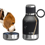 Asobu Buddy Bottle Stainless Steel Double Wall Vacuum Insulated Water Bottle With Detachable Dog Bowl And Treat Storage Midnight Marble 37 Ounce