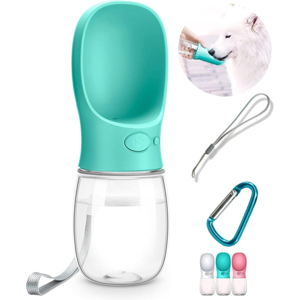 DEYACE Portable Dog Water Bottle Leak Proof Pet Water Dispenser And Outdoor Drinking Feeder Bowl For Walking And Travel Teal 12 Ounce