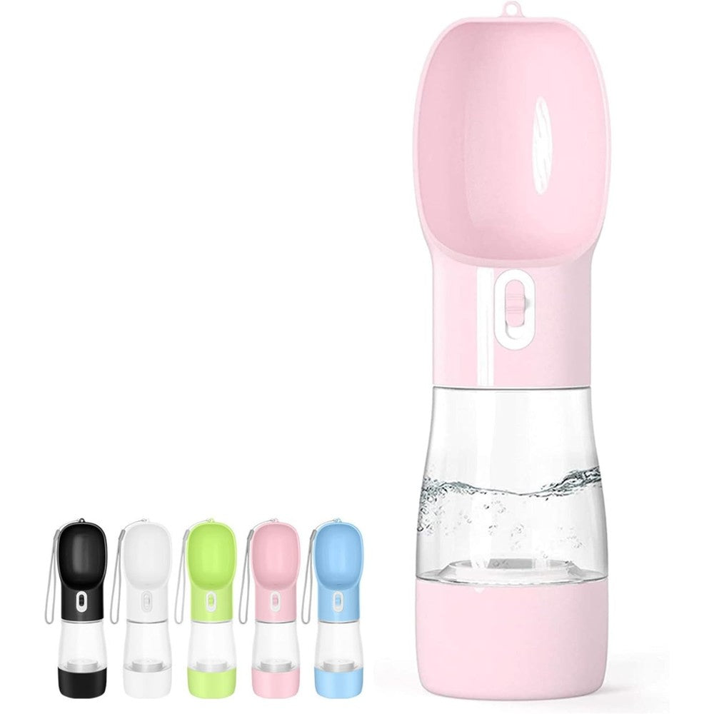 Misthis Portable Dog Water Bottle And Food Dispenser For Walking Hiking Travel Two In One Leak Proof Pet Drinking Cup Bowl For Puppies Pink