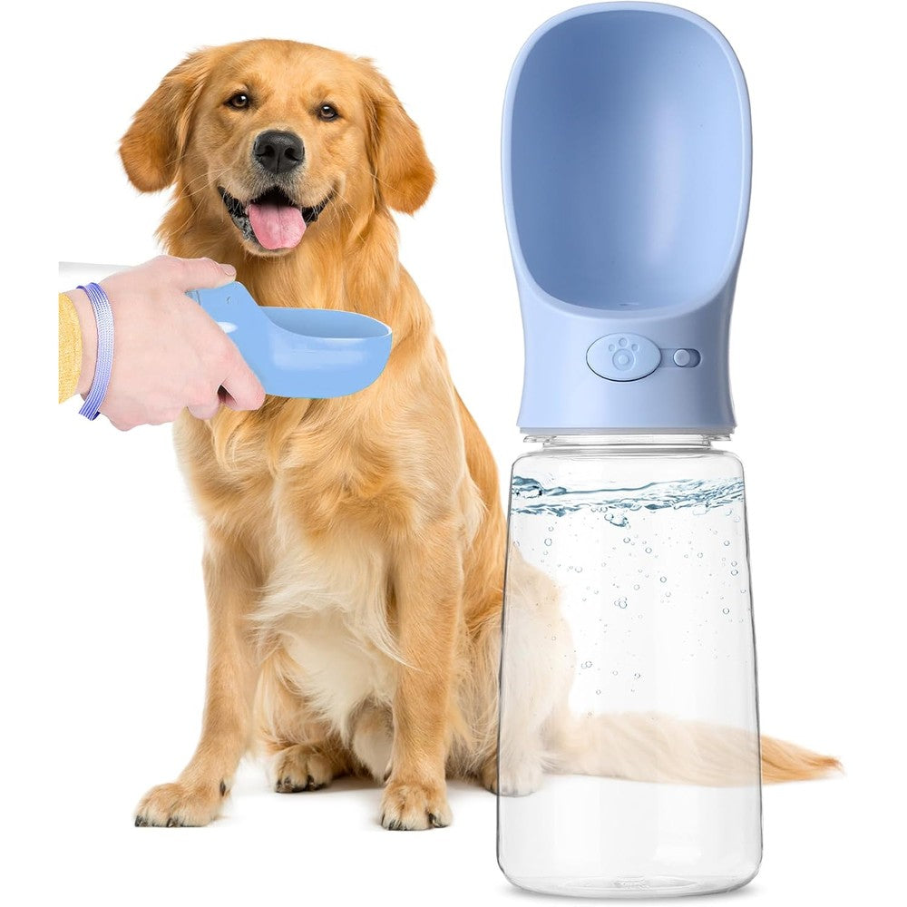 Mr. Pen Portable Dog Water Bottle Leak Proof Puppy Water Dispenser with Built in Drinking Feeder Trough for Outdoor Walking and Travel, Blue, 19 Ounce