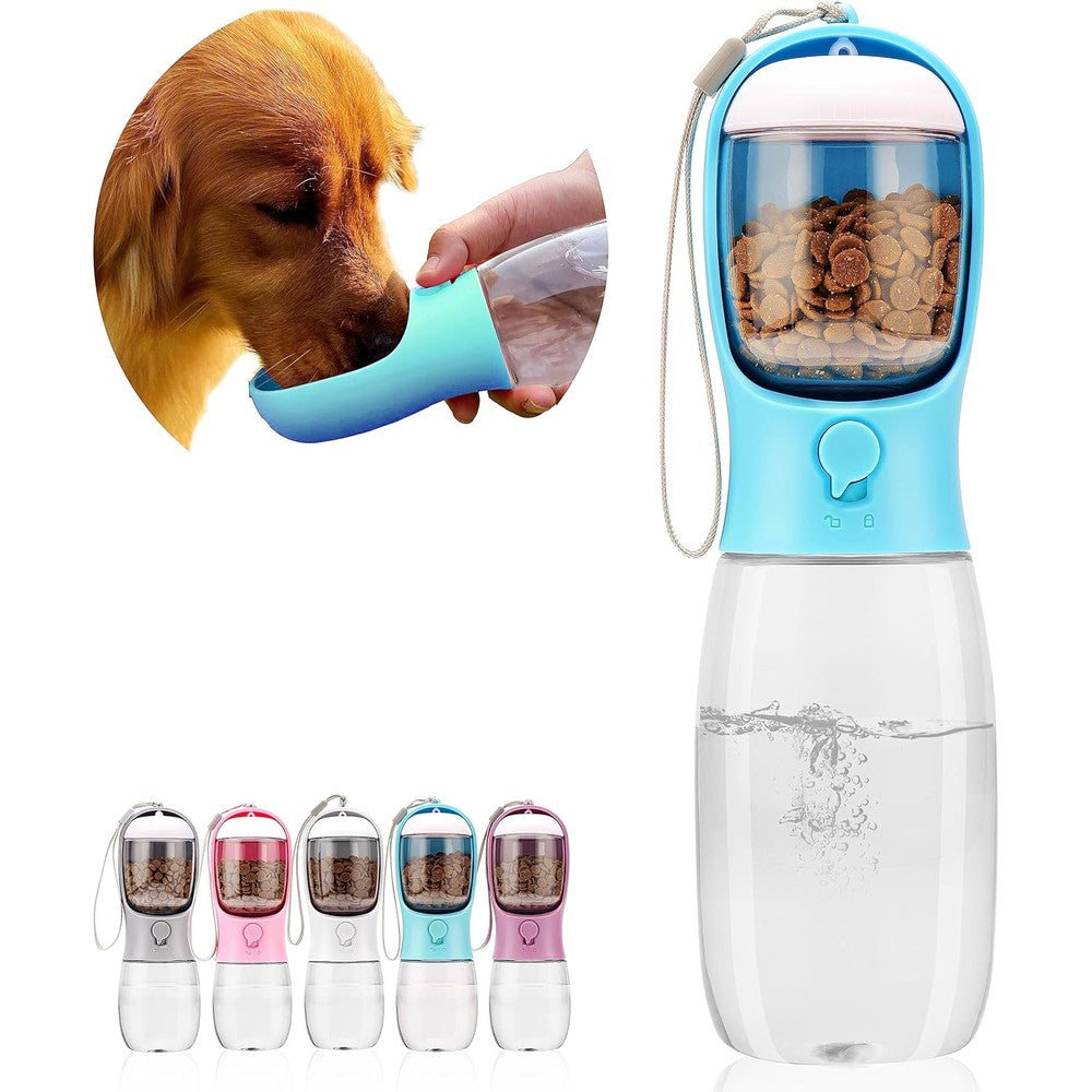 Avelora Portable Dog Water Bottle With Food Container Leak Proof Pet Water Dispenser For Walking And Travel Ten Fifteen Nineteen Ounce
