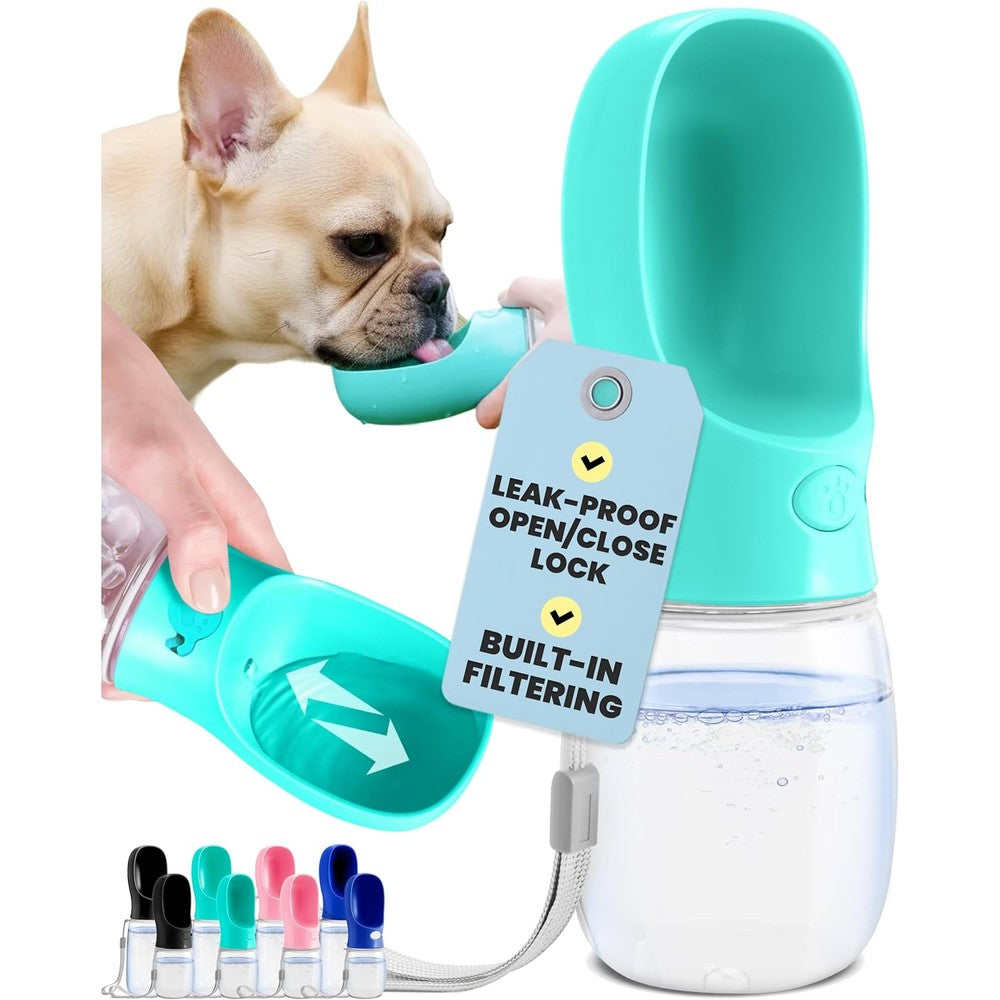 MalsiPree Dog Water Bottle Dispenser Leak Proof Portable Pet Travel Drinking Bowl For Outdoor Hiking And Walking Blue Twelve Ounce