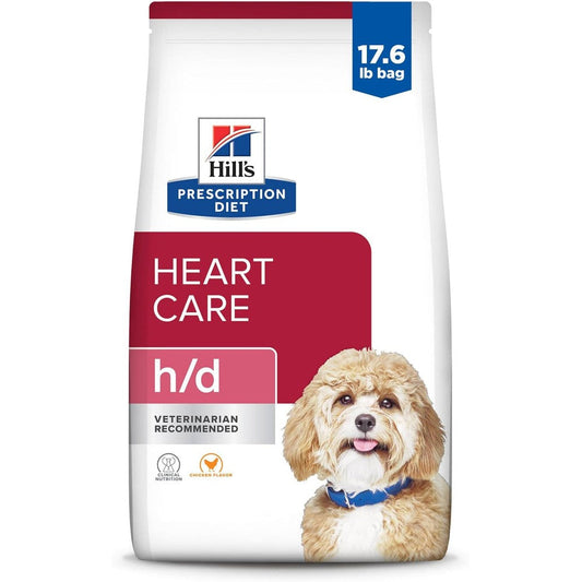 Hill's Prescription Diet h/d Heart Care Chicken Flavor Dry Dog Food For Canine Cardiovascular Health Support 17.6 Pounds Bag