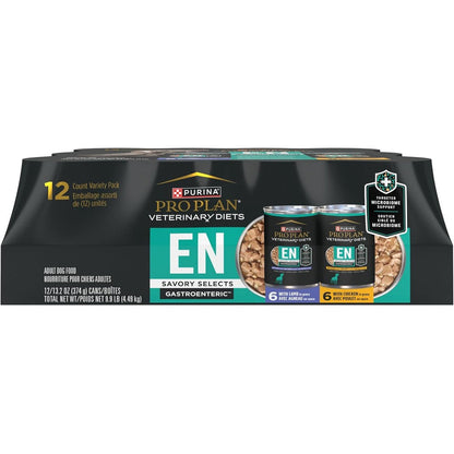 Purina Pro Plan Veterinary Diets EN Gastroenteric Savory Selects With Chicken And With Lamb In Gravy Wet Dog Food Variety Pack Twelve Cans Fourteen...