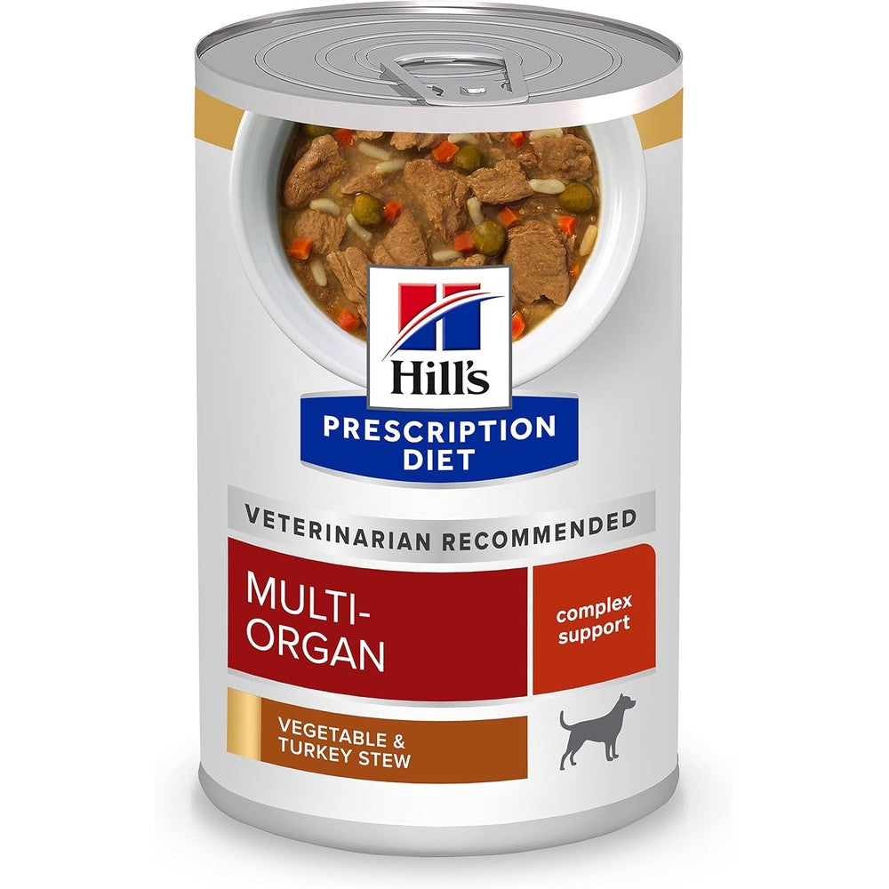 Hill's Prescription Diet Multi-Organ Support Turkey And Vegetable Stew Wet Dog Food Twelve Cans Case Twelve Point Five Ounce
