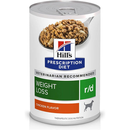 Hill's Prescription Diet r/d Weight Reduction Chicken Flavor Wet Dog Food Twelve Cans Twelve Point Three Ounces Each